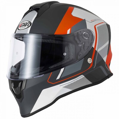 VCAN V151 Vollgesichtshelm Pulsar Orange ACU Gold Motorradhelm Schwarz Org