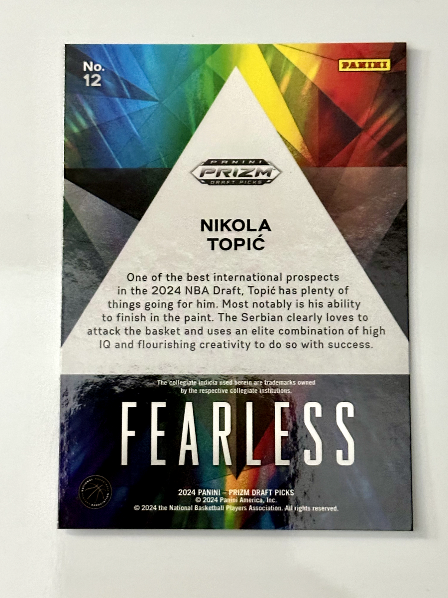 2024 PANINI PRIZM DRAFT PICKS FEARLESS NIKOLA TOPIC RC #12