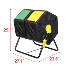 37 Gal Double Compost Bins Rotating Tumbling Composter Remixing Container, Black