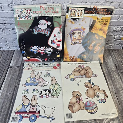 Vintage Iron-on transfers Bunnies and Bears Thanksgiving Christmas 4pc