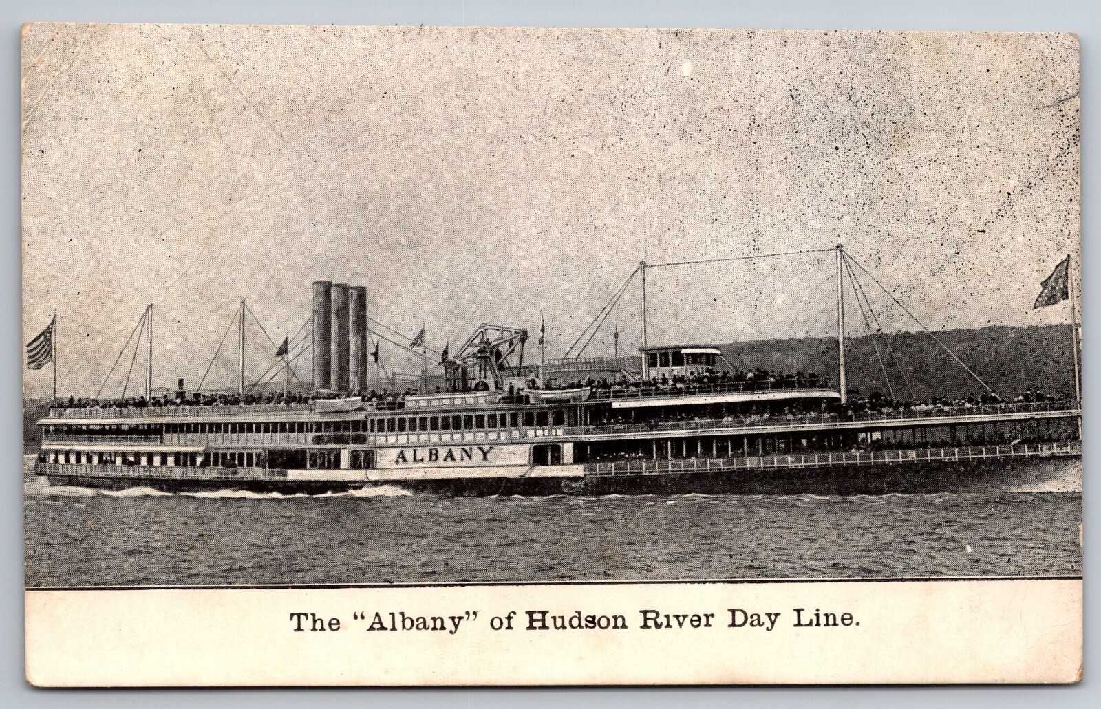 Vintage C1901 Hudson River Day Line Steamer Albany NY Postcard