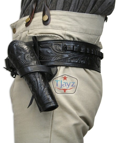 NEW* TJAYZ LEFT HAND Western Cross Draw Gun Holster Tooled Leather