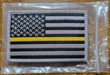 Thin Gold Line US Flag Patch for Emergency Dispatchers with Hook/Loop Backing