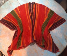 26 Ralph Lauren Serape Indian Tribal Blue Label Poncho Linen Silk Striped