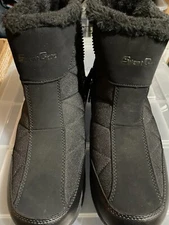 Silent Care Winter Snow Boots Mens Size 11 Black Waterproof Mid-Calf Side Zip