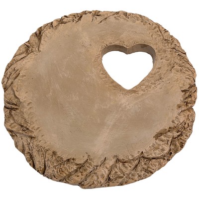 Garden Stone with Heart Cut-Out, Stepping Stone, Resin, 10-inch Diameter