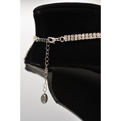 Vintage Kristall Fransen Halsband Halskette Strass Wasserfall Silber glänzend Y2K NOS - Bild 6 von 13