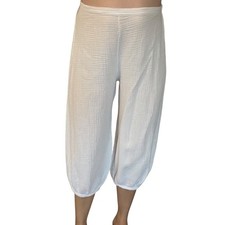 Bryn Walker Cropped Pants White Cotton Muslin Summer Lagenlook Size Extra Small