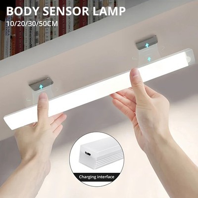 LED Funk Bewegungssensor Nachtlicht USB Wiederaufladbar für Küche Schlafzimmer UK 