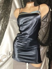 VTG SATIN SHINY BLUE GOLD BABYDOLL NEW LUXE NIGHTIE NIGHTGOWN 438/40"