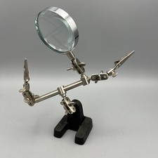 Vintage Magnifying Glass With Weighted Stand Alligator Clips Adjustable Arms
