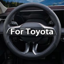 15 38cm Steering Wheel Cover Genuine Leather For Toyota Nuevo Black