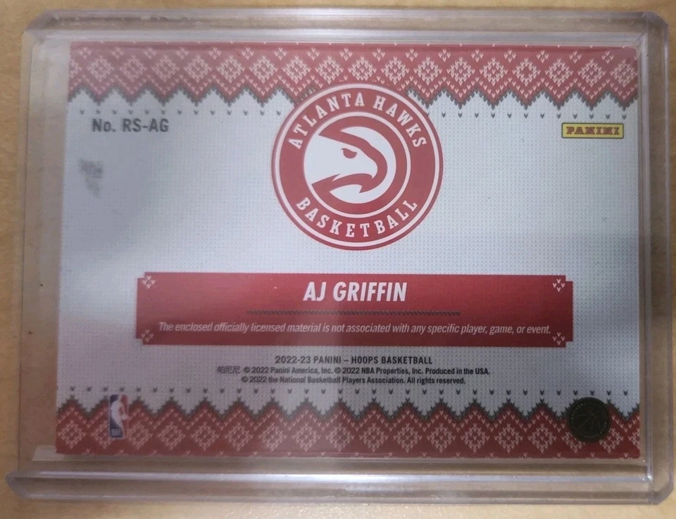 2022-23 Hoops Winter AJ Griffin Rookie Sweaters RC #RS-AG Hawks - Image 2 of 2