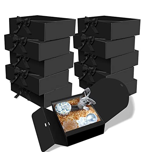 10 PCS Boxes with Lids, 10.6x7.8x3.1 Inch Kraft 1 Count (Pack of 10) Black - Picture 2 of 7
