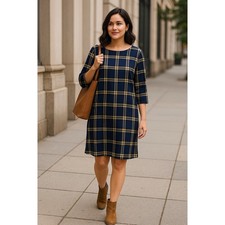 Old Navy Sheath Dress Women's Medium Blue Plaid Office Classic Business Casual