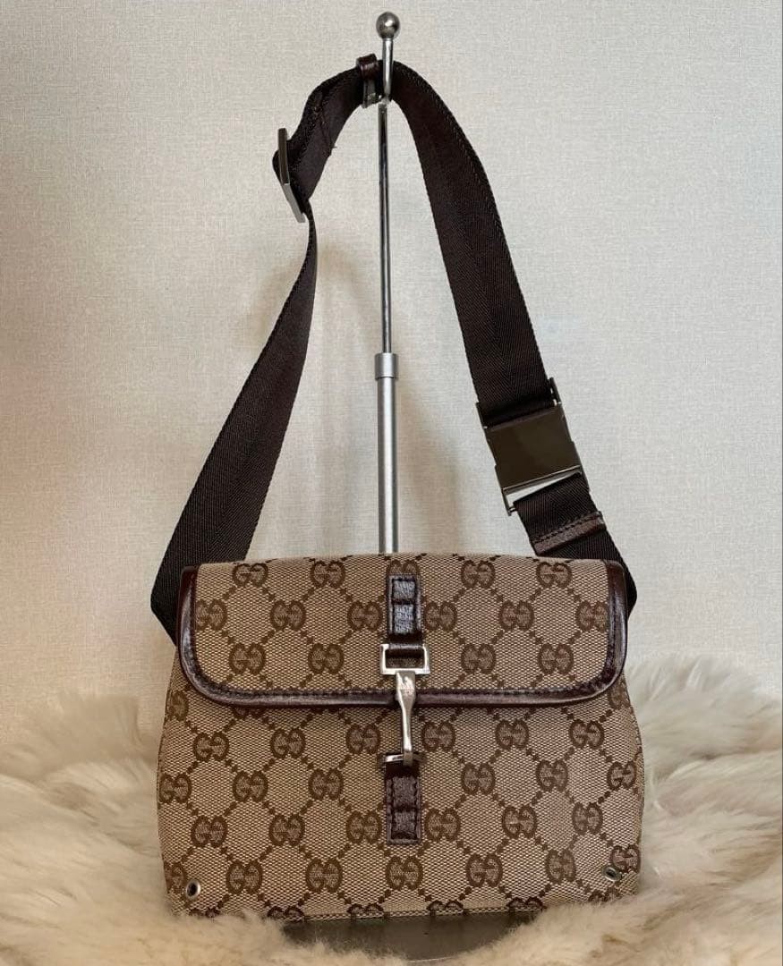 GUCCI GG Canvas Waist Bag Unisex Adjustable Strap Authentic Crossbody Bag