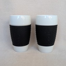 Bodum Pavina 16 Unzen Pint Porzellan & Silikon Tasse Becher Schwarz & Weiß 6" 2er Set