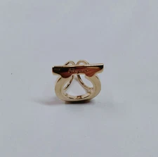 Authentic Salvatore Ferragamo Silver Tone Gancini Scarf Ring Made in Italy