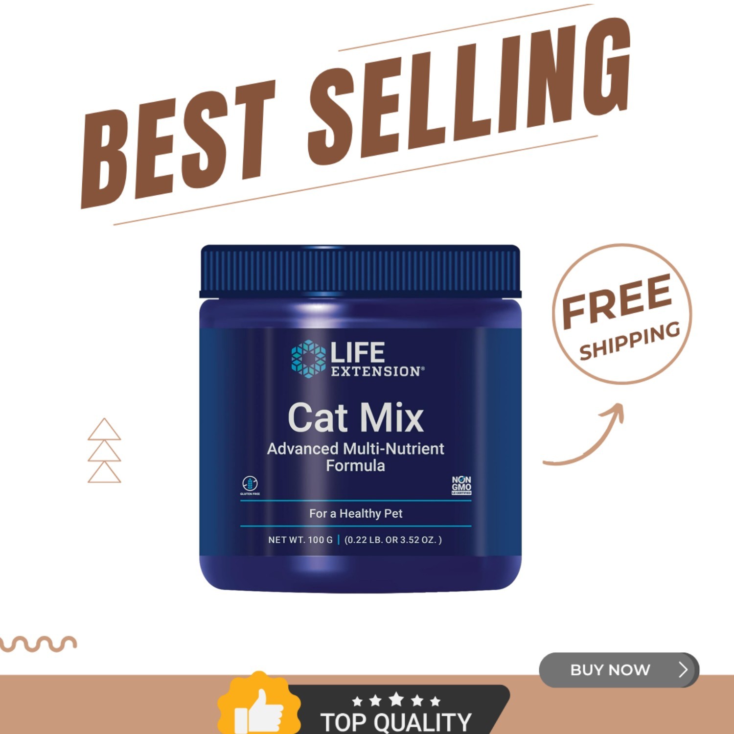 Cat Mix Heart Health Probiotic Supplements - 85 Servings of Essential Vitamins