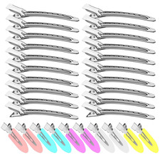 30PCS Metal Alligator Hair Clips, Duck Billed Salon Styling Clips with Holes, He