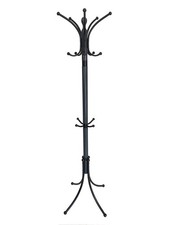 Wooden & Metal Coat Rack Stand – Modern Freestanding Hall Tree – Anthracite Grey