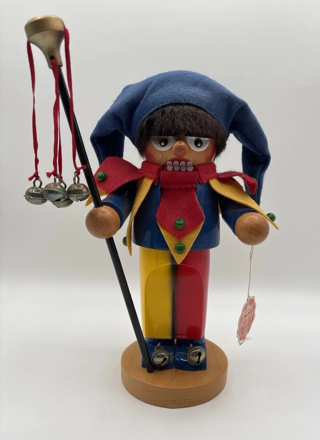 VTG Steinbach 11” Jester Nutcracker w/ Staff Handmade Germany Original Tag