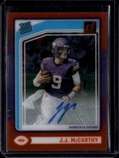 2024 Clearly Donruss #61 J.J. McCarthy Clearly Rated Rookie Autos Orange #/199