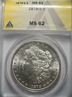 1878-S $1 Anacs Ms62 Morgan Silver Dollar San Francisco  Uncirculated Beauty
