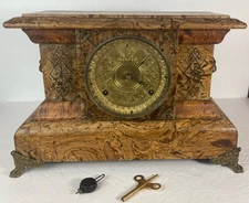 Antique 1896 Seth Thomas Adamantine Patmos Lions Head  8 Day Colonial Clock RUNS