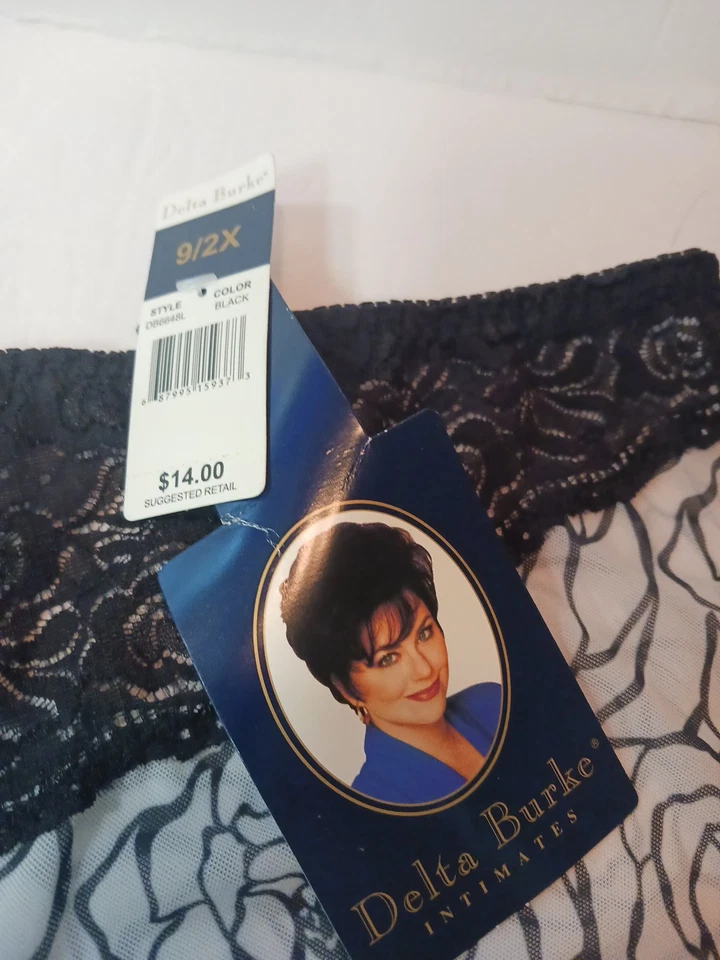 Delta Burke Nuevo con Etiquetas Talla 2X/9 Negro Niño Corte Floral Panty Elástico Poliéster Spandex Foto 4 de 4