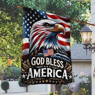 Patriotic Eagle God Bless America Flag Garden Flag, House Flag