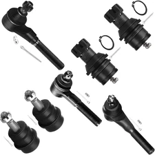 7Pcs Suspension Kit - 3 Front Inner Outer Tie Rod End 4 Upper Lower Ball Joint 1