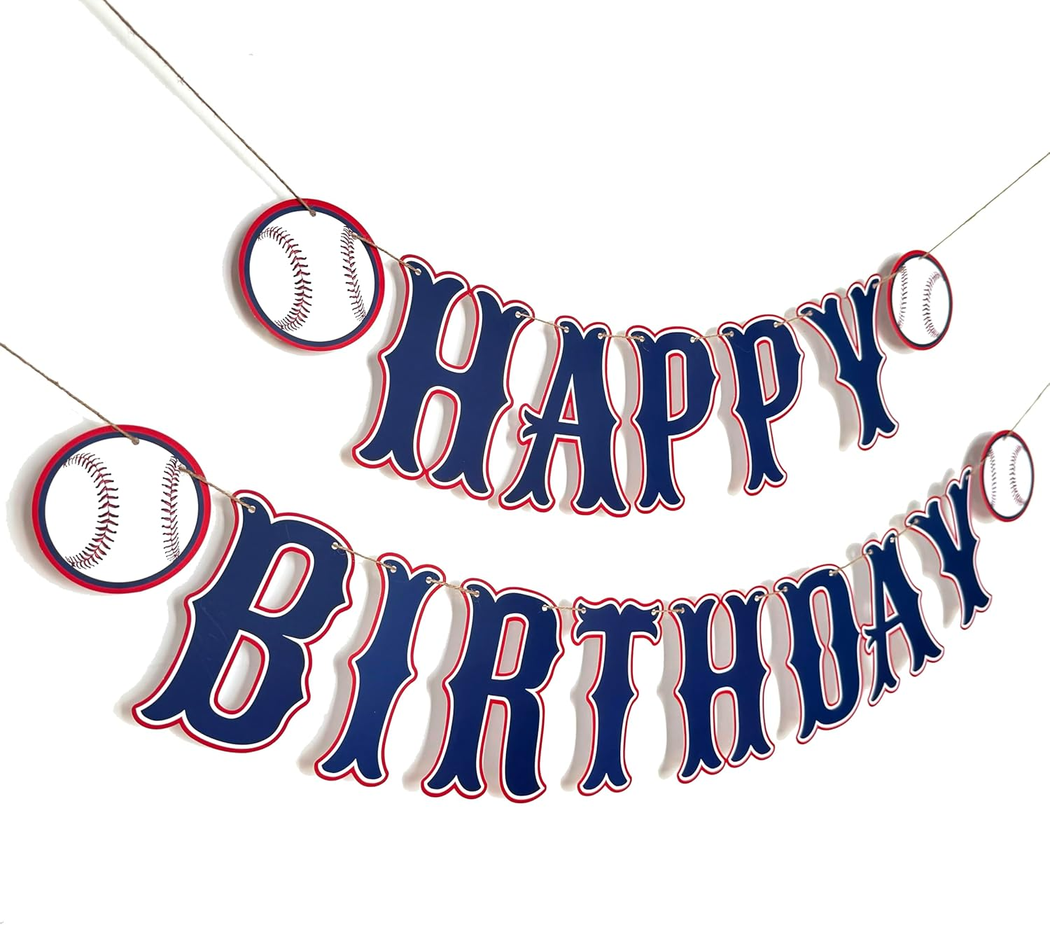 Happy Birthday Banner Baseball,Navy Blue,Baseball Birthday Party Decorations