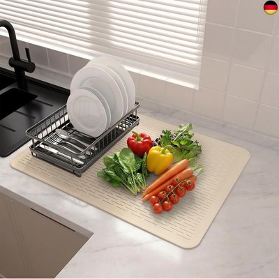 Extra große Silikon-Abtropfmatte, 50 x 70 cm, rutschfeste, hitzebeständige und l