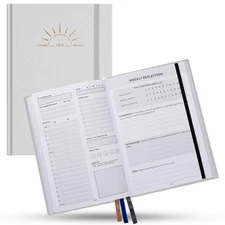 Journey 180 Undated Academic Planner - White - 6 Month Student Planner Self-Care