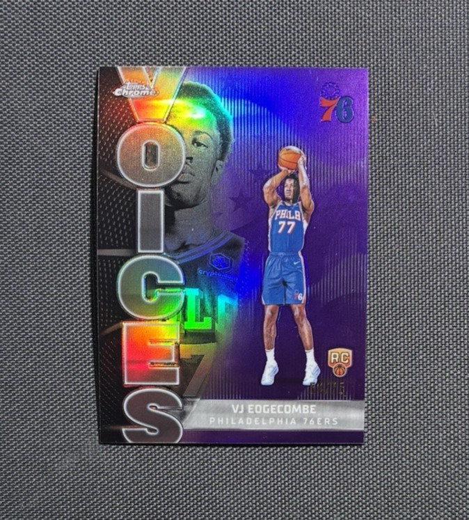 2025-26 Topps Chrome #VS-8 VJ Edgecombe Voices SSP PURPLE REFRACTOR #d /75 RC