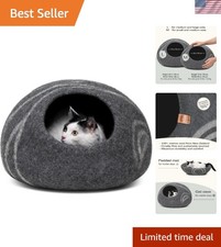Cat Cave   Felt Cat Bed Enclosure for Indoor Cats, Handmade Merino Wool Dark...