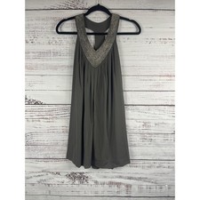 Alice + Olivia Dress Women's Small Olive Silk Beaded Halter Racerback S605-440