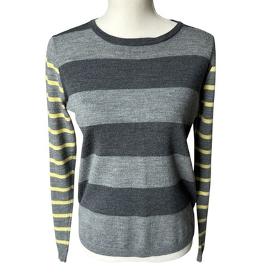 #ad #ad KEW 159 Sweater Womens M Gray Breton Stripe Pullover 100% Merino Wool Vintage $29.99