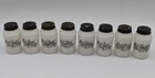 8 Vtg Hazel Atlas Beehive Milk Glass Scroll Spice Jars Shakers Canisters