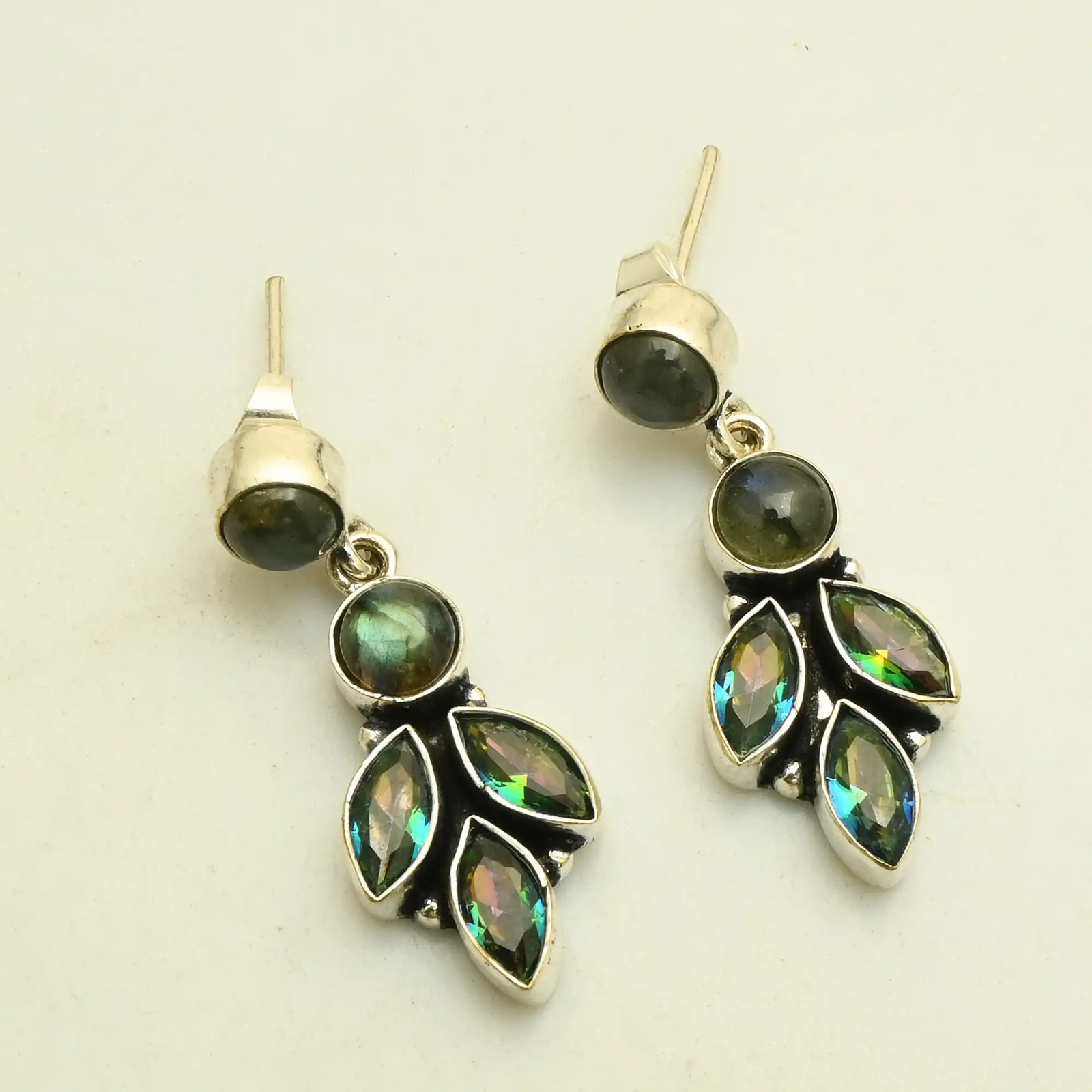 Mystic Topaz Labradorite Gemstone Handmade Stud Earrings Jewelry 1