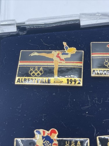 Olympic Pin Set 1992 Winter Games 4 Albertville Hockey Skating Skiing Taiwan - Picture 2 of 10