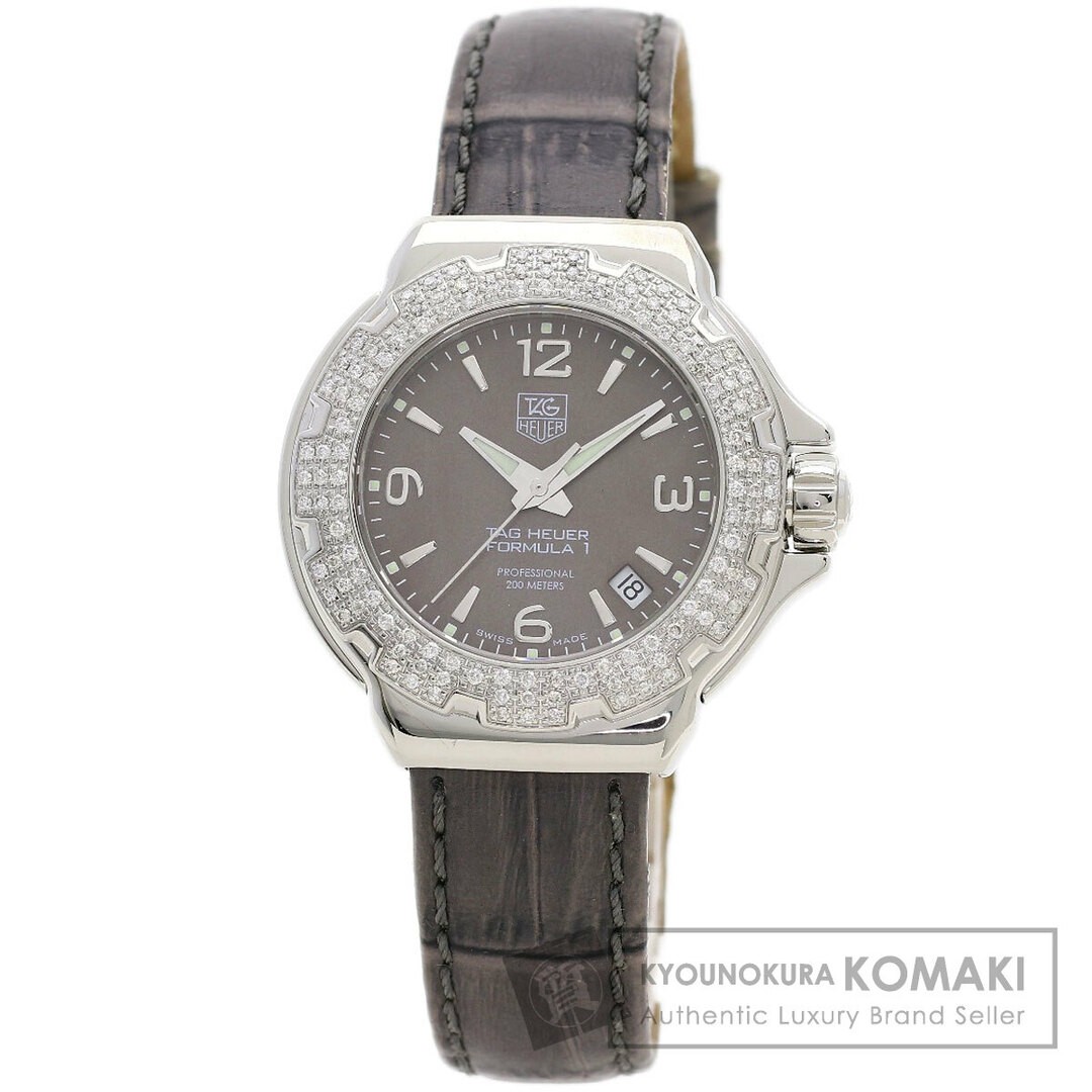 TAG Heuer WAC1217 Formula 1 Diamond Bezel Men's Watch on SS Leather Strap