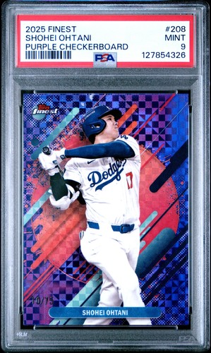 2025 TOPPS FINEST PURPLE CHECKERBOARD #208 SHOHEI OHTANI 10/75 PSA 9