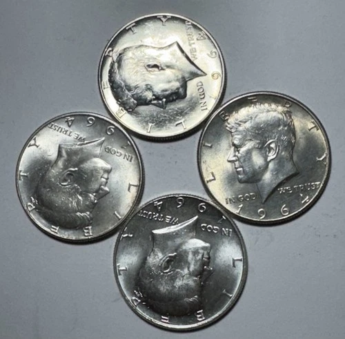 LOT OF 4 - 90% Silver Kennedy Half Dollars AU/UNC -0978