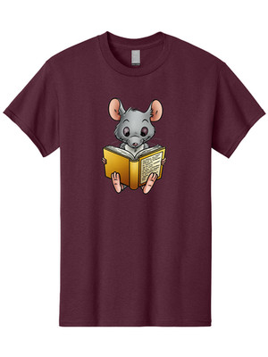 Mouse-Reading-1 Mens Graphic Tee, 100% Cotton, Casual Summer Wear