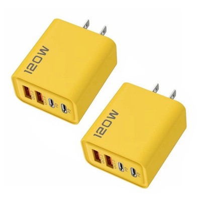 2* Universal 4-Port USB C Fast Wall Charger Block For Cell Phone iPad US Plug