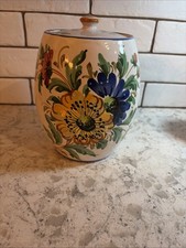 Hand painted Italian Pottery Jar With Lid