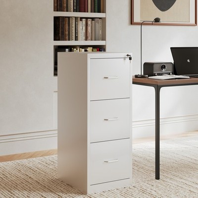 3 Drawer Locking Filing Cabinet Steel File Cabinet w/Interlock System, Anti-Tilt