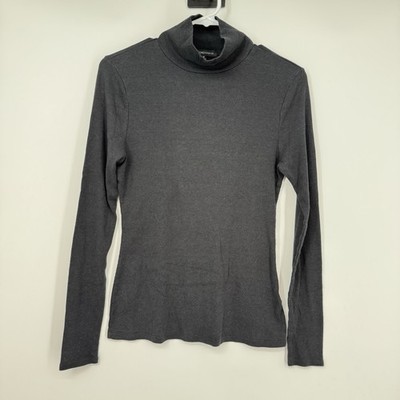 Beyond Yoga Women Black Gray Long Sleeve Turtleneck Ribbed Comfy Gym Size M